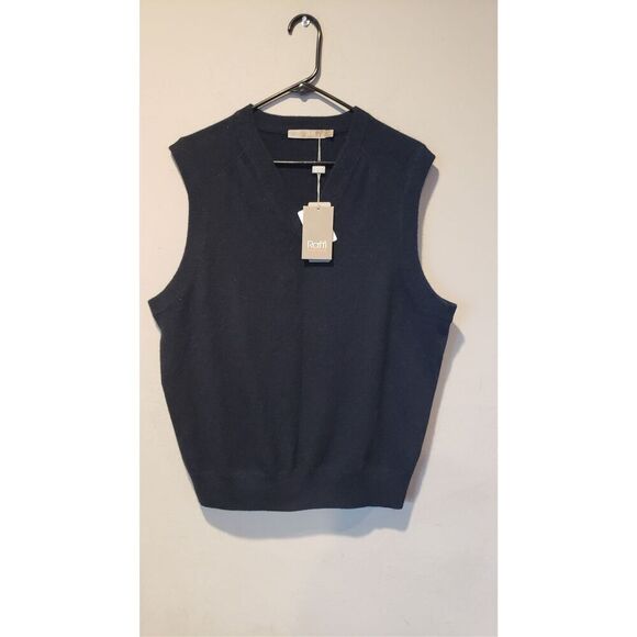 Cashmere Vest Raffi Mens Vest 100% Cashmere Knit Gray V Neck L NEW WITH TAGS - Picture 1 of 4